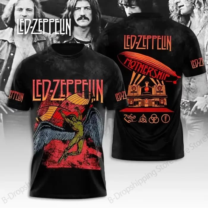 Nouveau T-shirt imprimé en 3D vintage Led Zeppelin pour hommes et femmes, mode hip-hop, manches cour