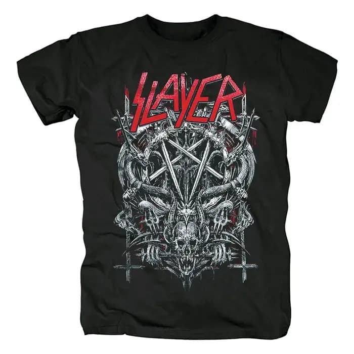 SLAYER T-shirt imprimé hommes surdimensionné Y2k rétro rue Hip Hop