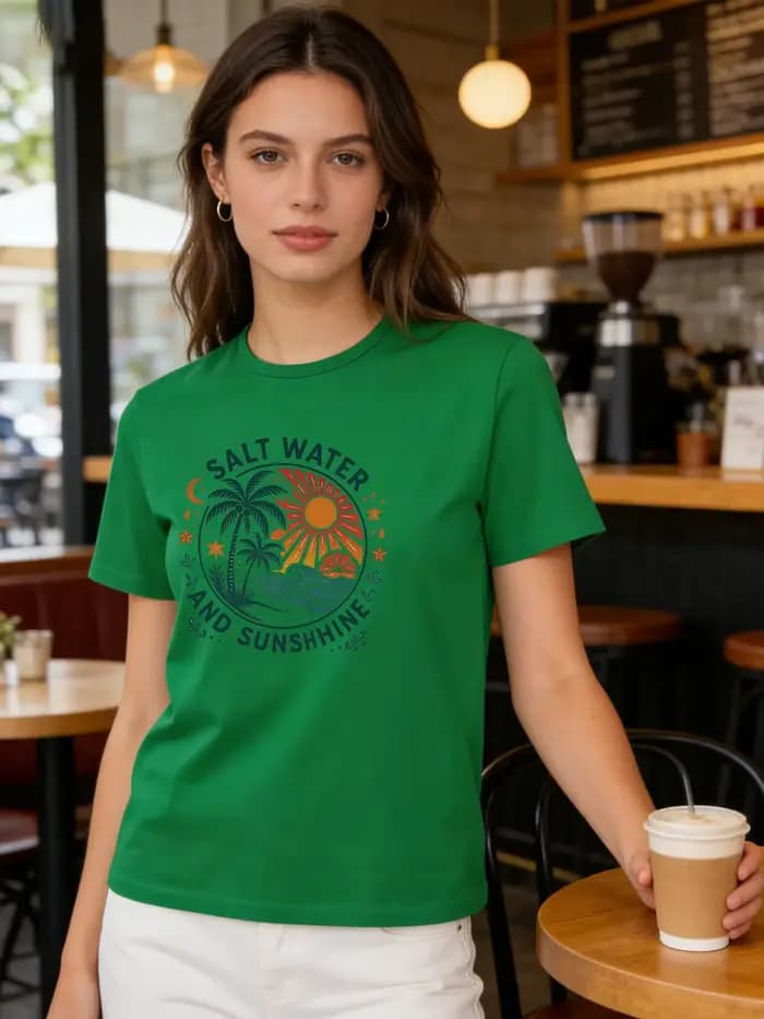 T-shirt pour femme avec motif « Salt Water and Sunshine »