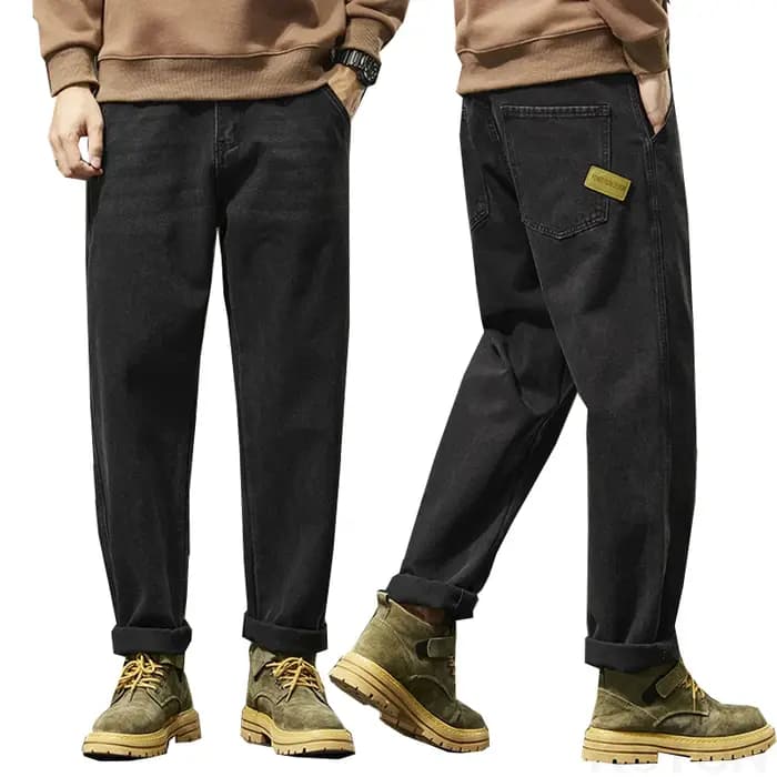 KSTUN-Jean Noir pour Homme, Pantalon Sarouel en Denim, FjBaggy, Vêtement de Desinger, Respzed 42 Cow