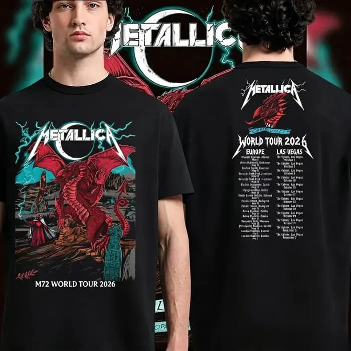 Meilleure vente T-shirt Metallica M72 World Tour 2026 Cardiff pour hommes et femmes, vêtements d'été en coton, mode courte
