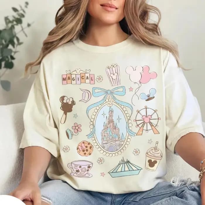 Nouvelle chemise vintage à nœud papillon effet aquarelle Château Magique, collection été 2026, pour