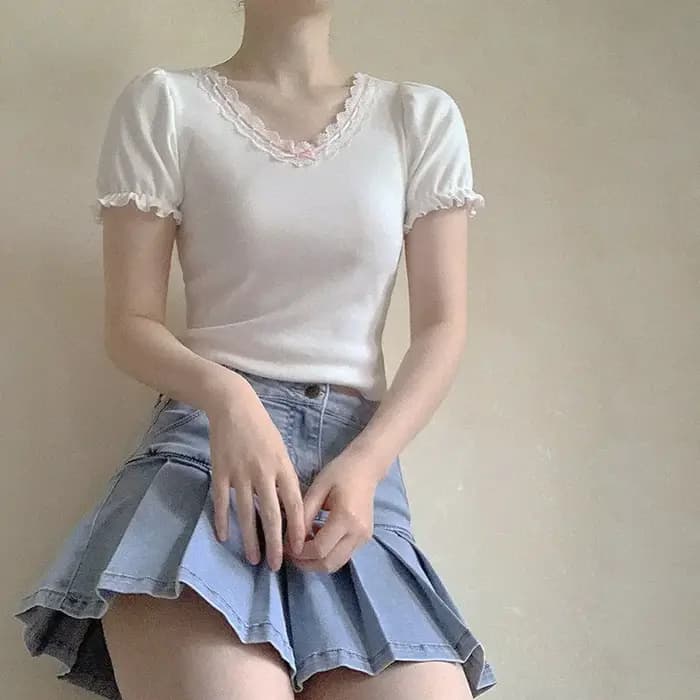 T-Shirt Blanc pour Fille Douce