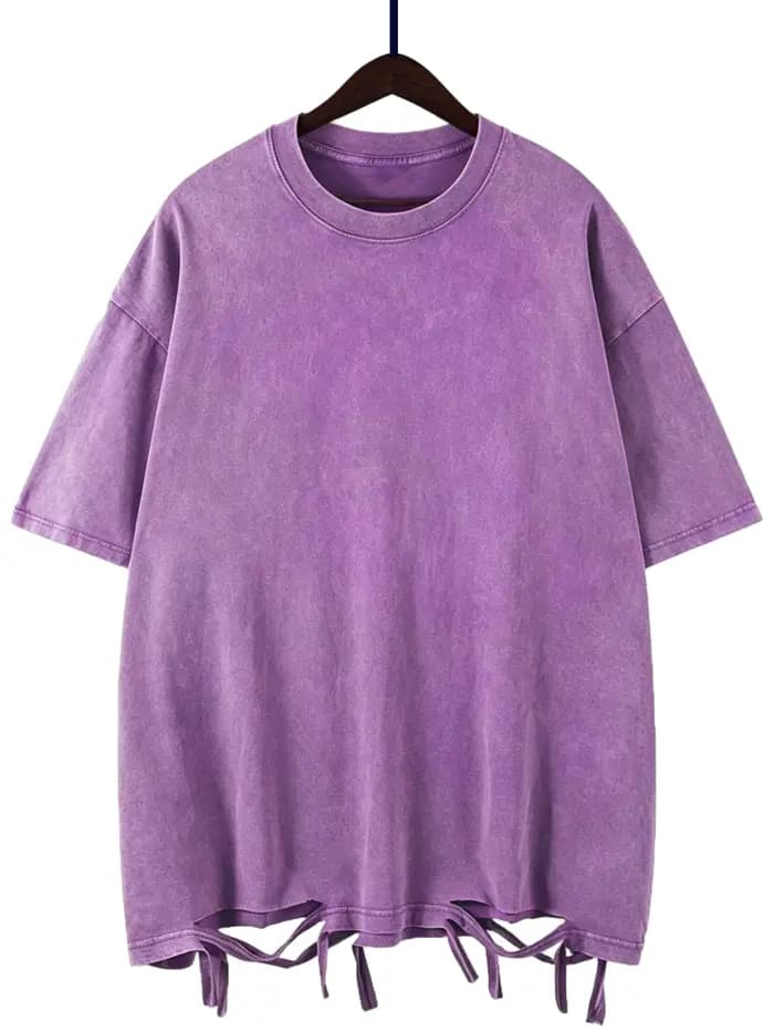 Mode couleur unie trous lavés T-Shirts femmes 100% coton à manches courtes rue Hip Hop t-shirt doux