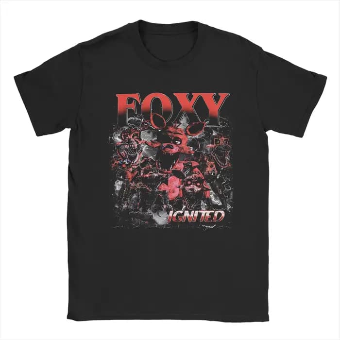 Hommes T-Shirt Vintage cinq nuits FNAF Foxy nouveauté coton T-Shirt à manches courtes t-shirts col r