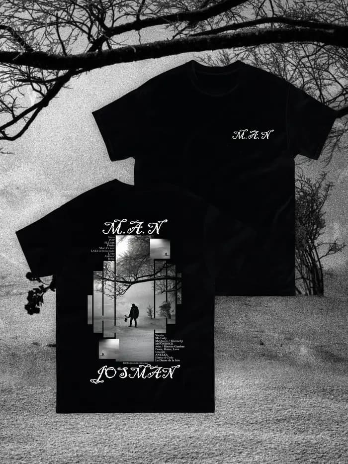 T-shirt graphique du rappeur chanteur français Josman, album « M.A.N », T-shirt pour hommes et femme