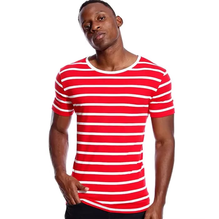 T-shirt à rayures larges et SAINT pour hommes