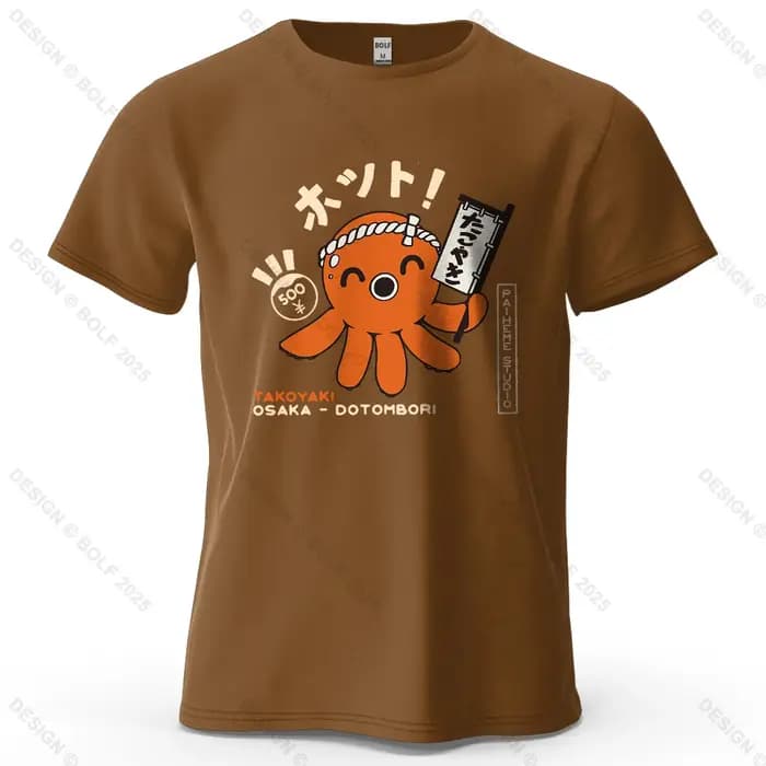 TAKOYAKI OSAKA DOTOMBORI imprimé hommes T-Shirt 100% coton surdimensionné graphique t-shirts pour haut pour femme