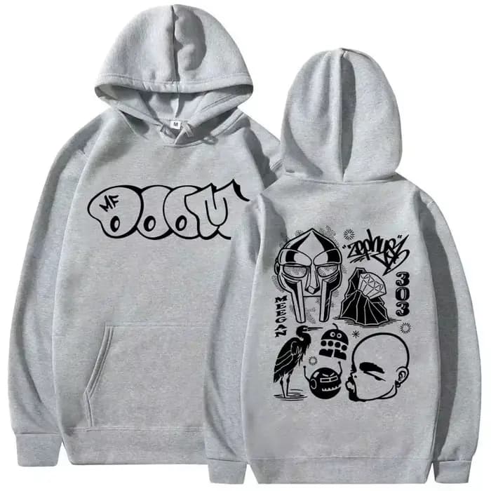 Rappeur Mf Doom Madvillain métal visage graphique imprimé sweat à capuche hommes femmes Hip Hop mode