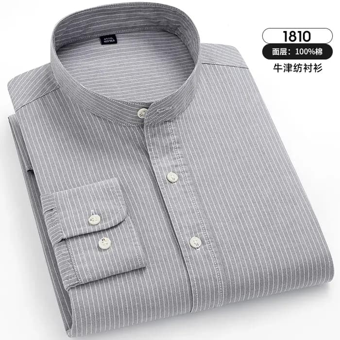 Col montant ou col rabattu tout coton chemise à manches longues pour hommes