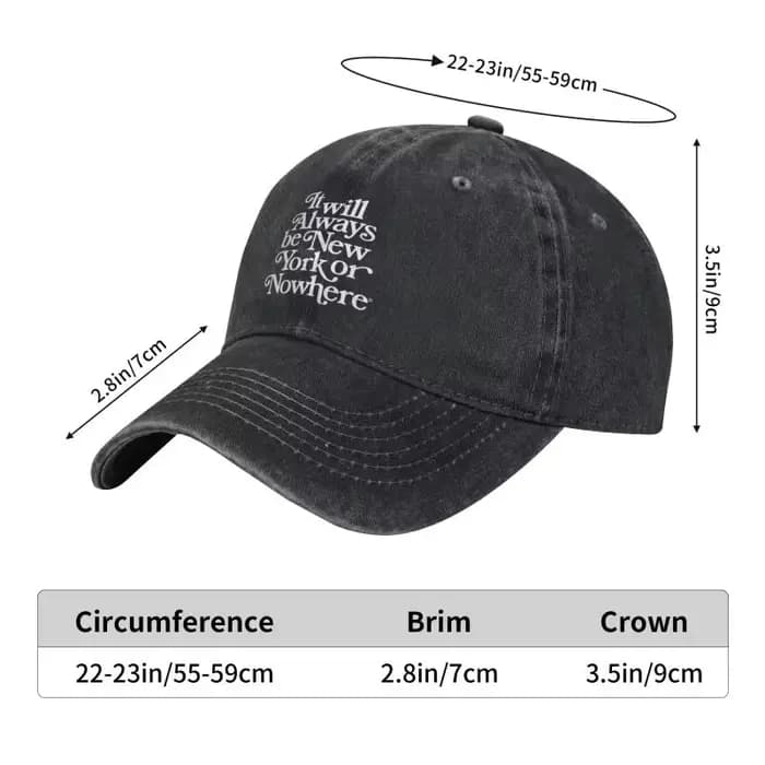 Casquette de baseball personnalisée en coton « It Will Always Be New York Or Nowhere » pour homme et femme