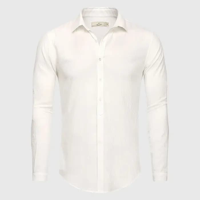 Chemise décontractée en coton et lin pour hommes