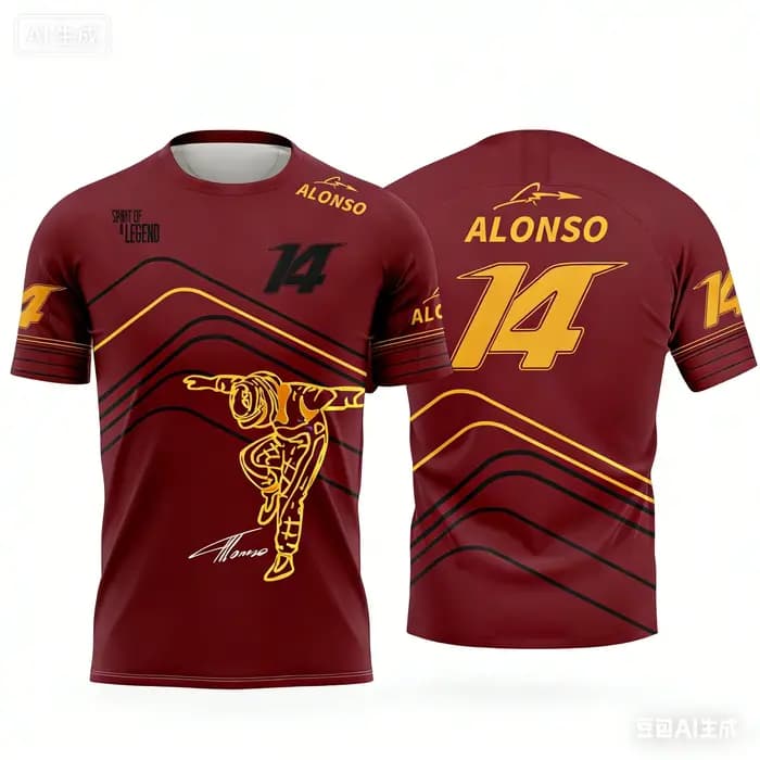T-shirt à manches courtes sur le thème de la course Alonso n°14