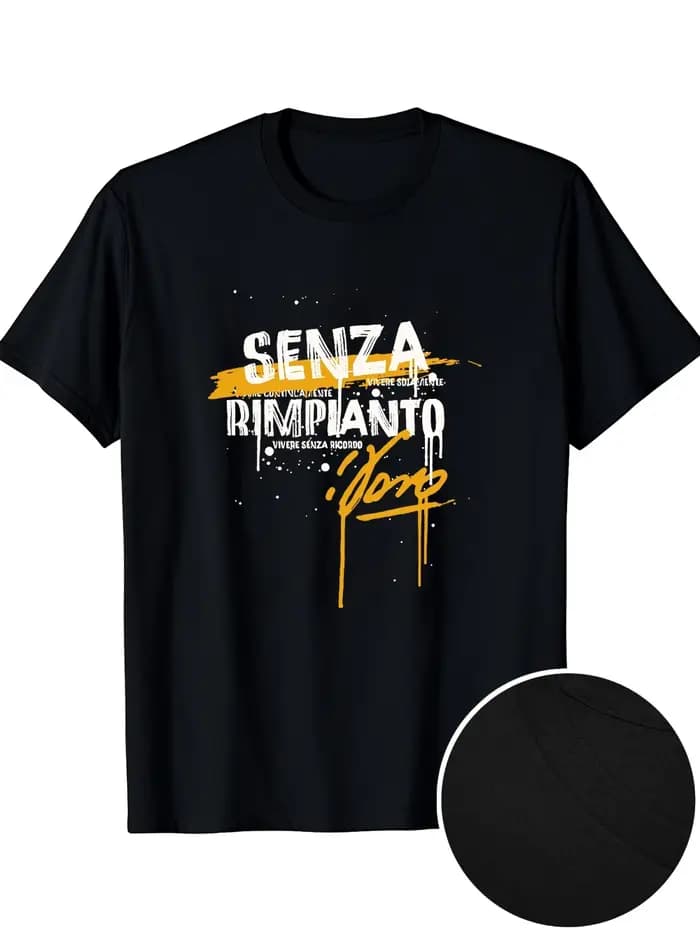 T-shirt à motif rébelliant Vasco Rossi - Noir avec des touches jaunes et blanches audacieuses, T-shi