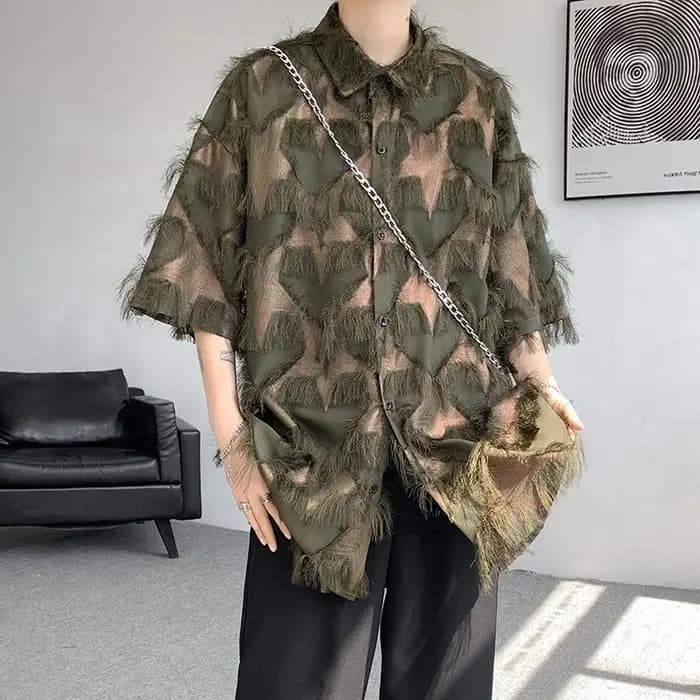 Chemise à pampilles à manches courtes pour hommes