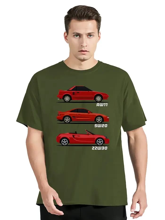 T-Shirt à Manches Courtes pour Homme, Vêtement en Coton Organique, Graphique, JDM MR2 Sir Aations