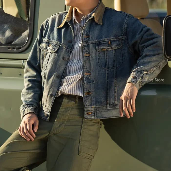 Veste en jean délavé Red Tornado avec doublure en tissu