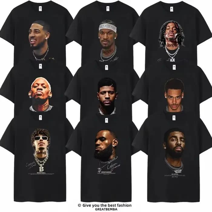 T-shirt classique imprimé Basketball Star pour hommes et femmes