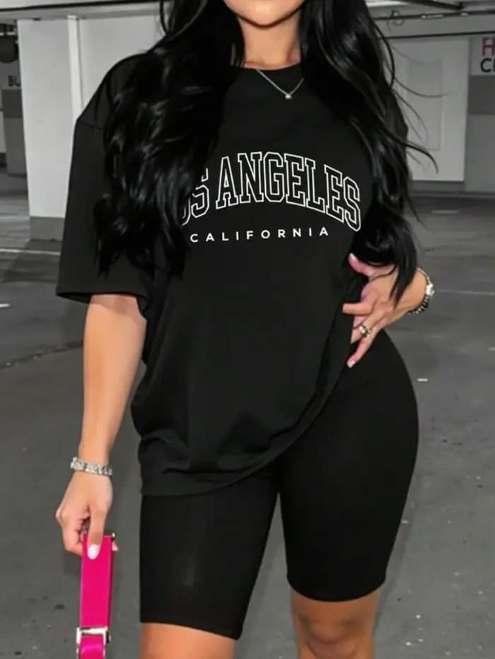 Impression de marque tendance de Californie ! T-shirt à manches courtes pour femmes grandes tailles