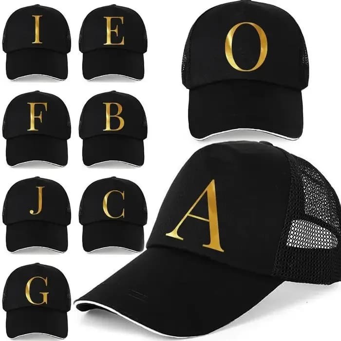 Casquette de baseball Hip-Hop AmaBe 1 pièce avec impression de lettres dorées