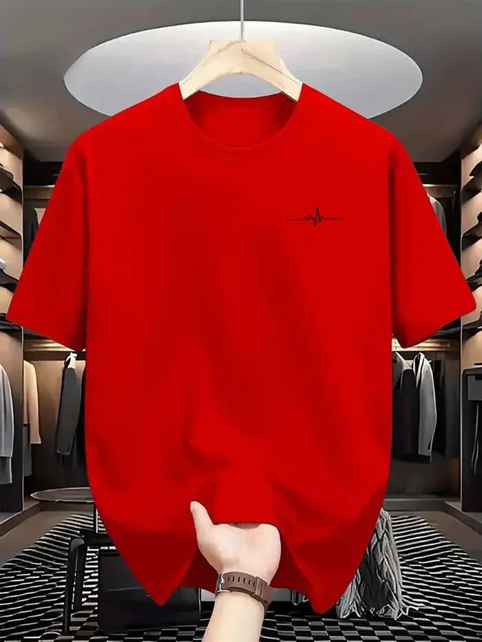 T-shirt pour homme à col rond et manches courtes, style mix and match, toucher lisse, confortable et