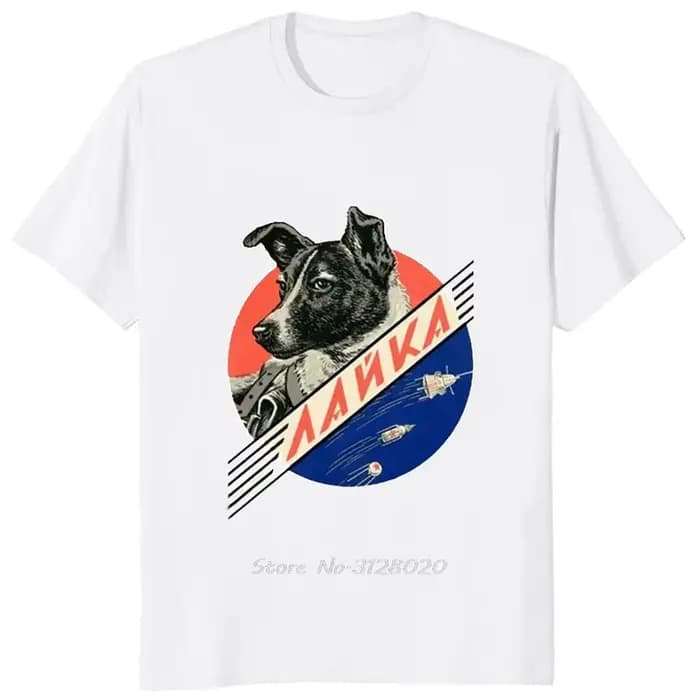 Laika URSS drôle dessin animé chien T-shirt Hip Hop Harajuku Style imprimé hommes vêtements t-shirts Streetwear Hipster