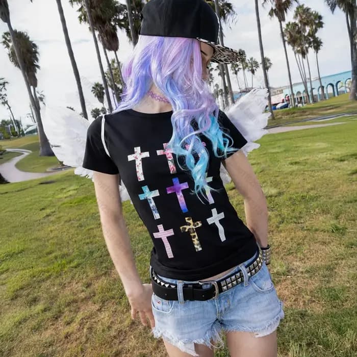 Emo 90s Vintage vêtements pour femmes Trashy Y2k 2000s hauts femme T-shirts Anime fille