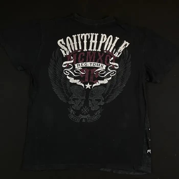 Street Style Southpole Hommes Gothique Foncé Thème Vintage Grunge Mode Manches Courtes Surdimensionné Imprimé Confort