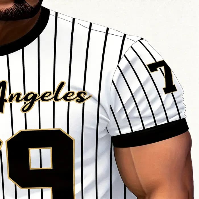 T-shirt de baseball rayé Los Angeles 79 pour homme