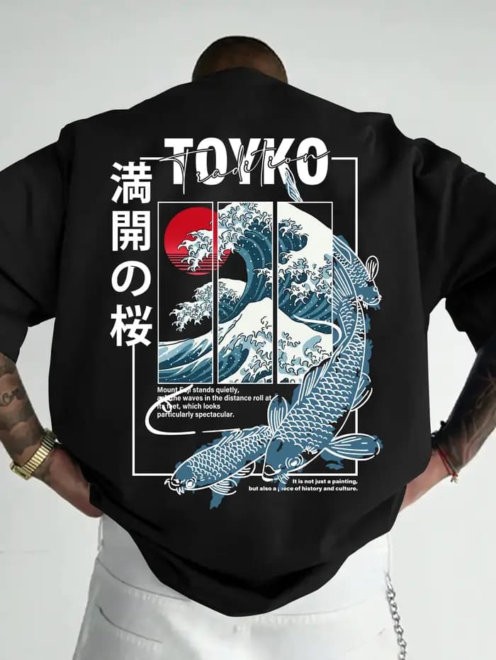 T-shirt pour homme, style japonais
