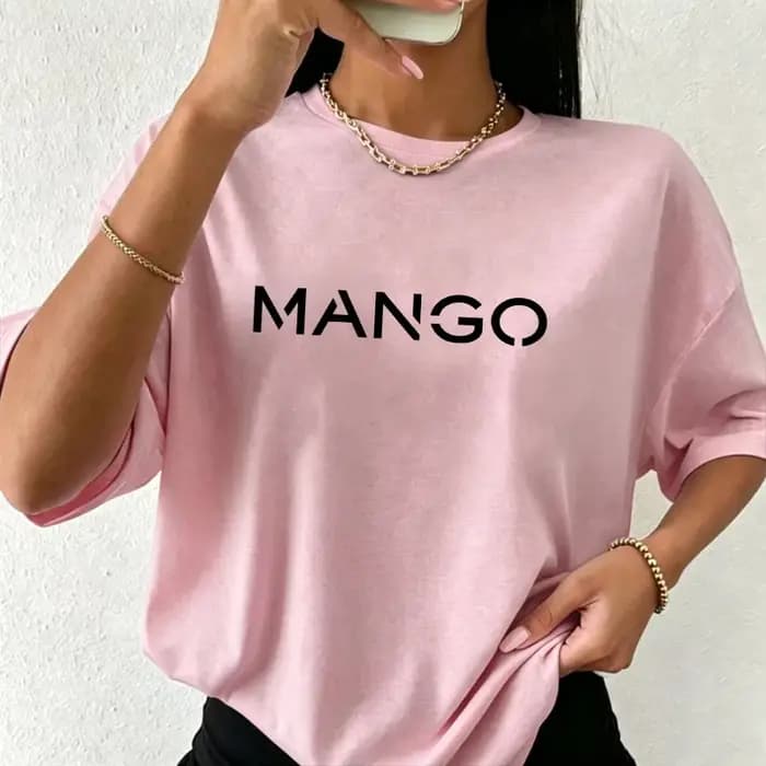T-shirt minimaliste pour femme avec imprimé lettre MANGO