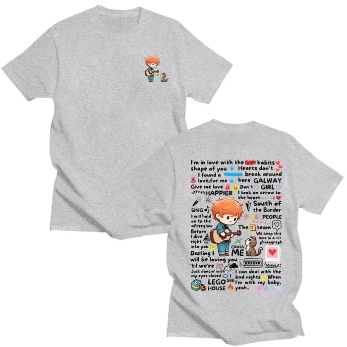 Ed Sheeran Graffiti motif t-shirt nouveau à la mode décontracté femmes hommes vêtements Y2k T-shirts
