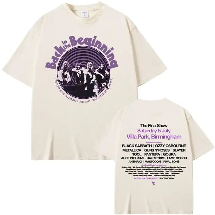 Heavy Metal Rock Band Black Sabbath et Ozzy Osbourne Retour au début T-shirts Hommes Femmes Vintage Gothique Style Punk T-shirt