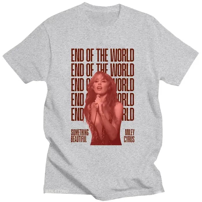 Miley Cyrus fin du monde T-shirt quelque chose belle 2025 impression graphique t-shirts coton