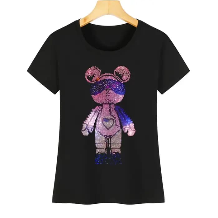 T-shirt d'été à manches courtes pour femmes, tendance mondiale du T-shirt en strass chaud, S-4XL