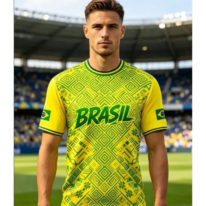 Nouveaux Maillots de Football Brésil 2026 pour Hommes – T-shirts Classiques God Brazil à Manches Courtes