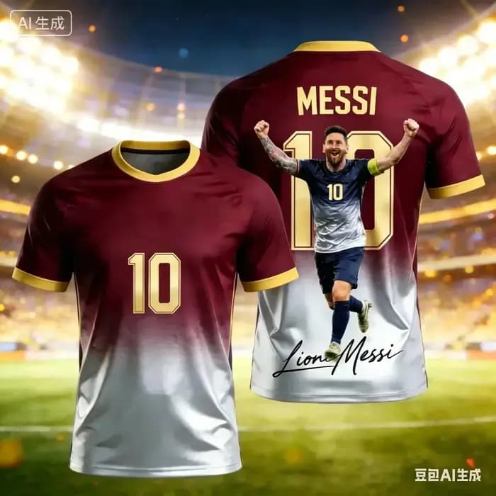 T-shirt de sport de football pour hommes - Messi imprimé en 3D