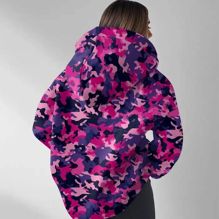 Sweat à capuche surdimensionné à col en v pour femme