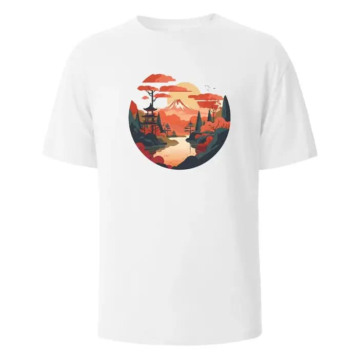 T-Shirt Imprimé Mont Fuji pour Homme et Femme