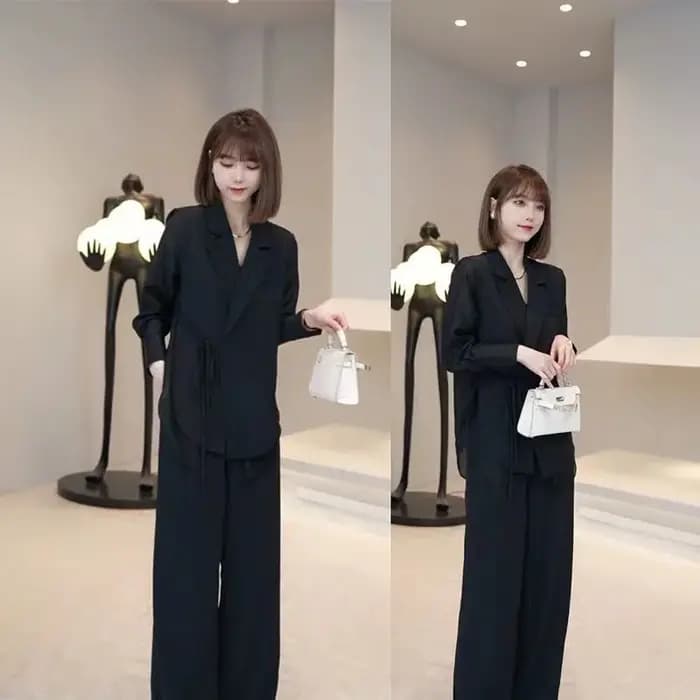 Haut et pantalon de célébrité de tempérament de mode de bouton de piedmont de loisirs