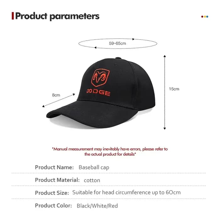 Casquette de Baseball avec emblème Dodge pour hommes et femmes