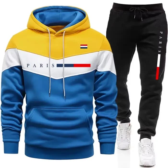 Nouvelle Collection 2026 : Ensemble Homme Tendance – Sweat à Capuche et Pantalon de Jogging Imprimé Paris – Tenue Décontractée Urbaine et Sportive
