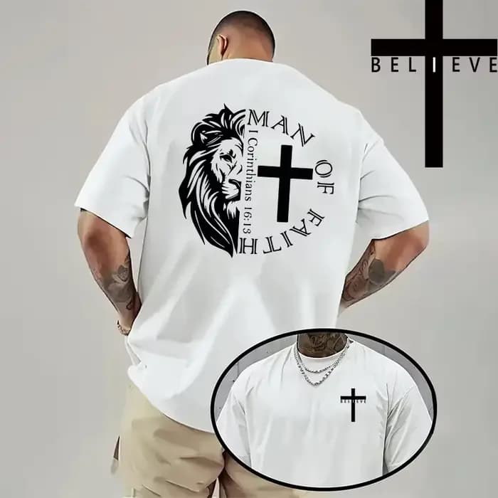 Christ imprimé T-shirt hommes de haute qualité couleur Pure à manches courtes haut printemps été quotidien décontracté mode jésus croix coton t-shirts