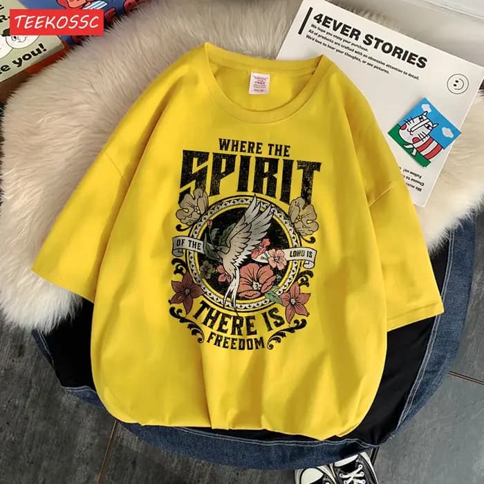 Où l'esprit il y a la liberté imprimé t-shirt pour hommes dessin animé Art t-shirts populaire coton