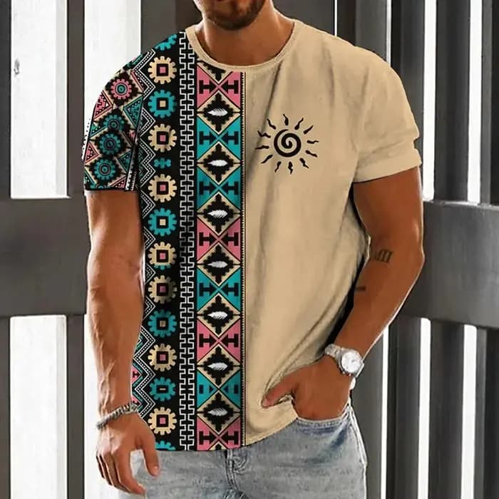 Vintage Style ethnique hommes T-Shirt mode d'été 3D imprimé