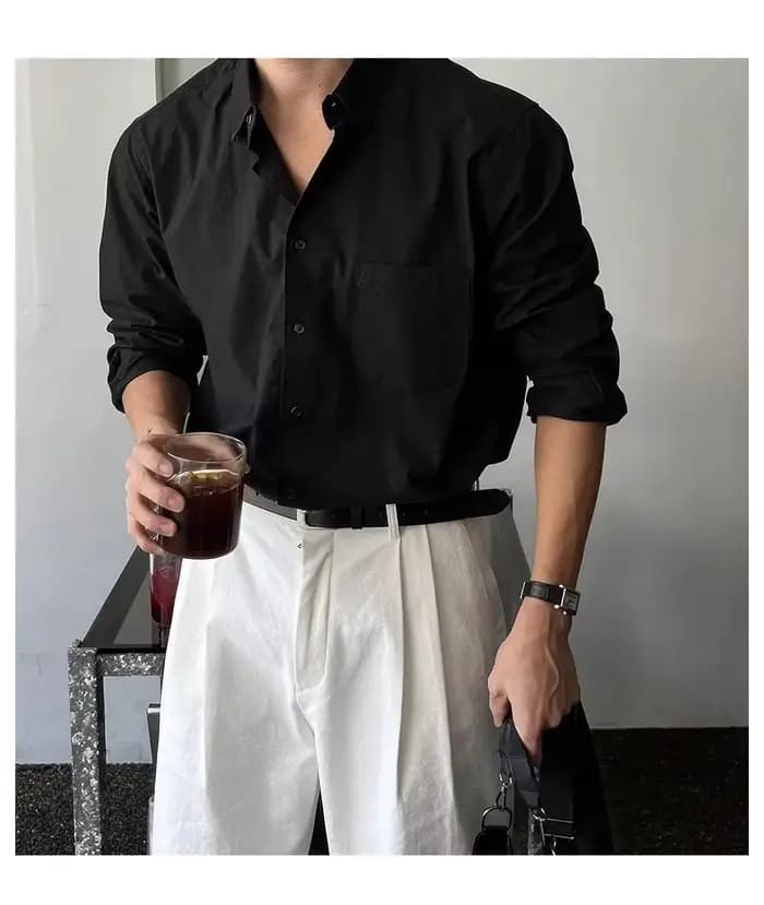 Chemise en coton et lin pour hommes, sans plis, décontractée, respirante, à manches longues, Protect