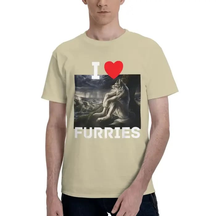 T-shirt humoristique « I Heart Furries » pour hommes, motif loup/furries, idéal pour l'été, conforta