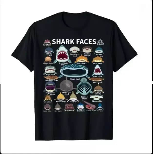 Visages de requin de toutes sortes T-shirt le céphalopode poulpe calmar T-shirt hommes femmes unisex
