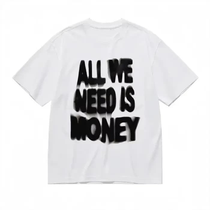 T-shirts rétro amples pour hommes et femmes, imprimé « All We Need Is Money », motif blanc et noir,