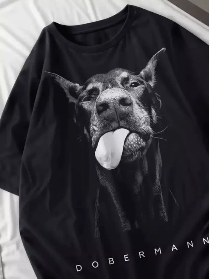 Doberman T-Shirts femmes chien imprimé hauts été col rond surdimensionné T-Shirts décontracté doux à